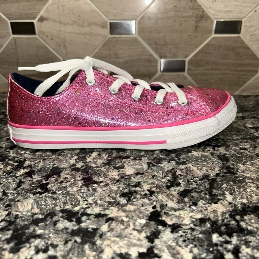 Converse Girl Youth Junior Size 3 Pink 665108C Sparkle Glitter Sneaker